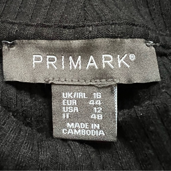 PRIMARK Black Ribbed Mockneck Stretch Long-Sleeve Maxi Modest Basic Dress Sz L - Picture 14 of 16